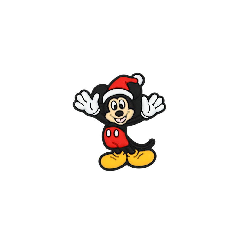 Silicone Focal Beads Happy Christmas Mickey Wearing Santa Hat 20pcs