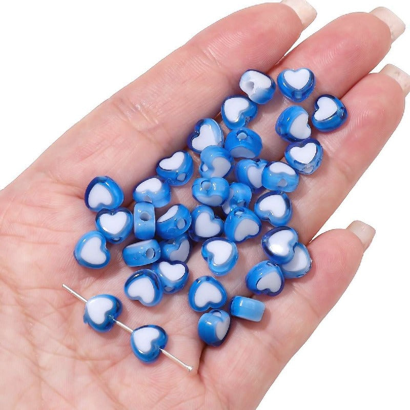 Makaron Heart Acrylic Beads 8x7mm Two Tone Translucent 60pcs 15