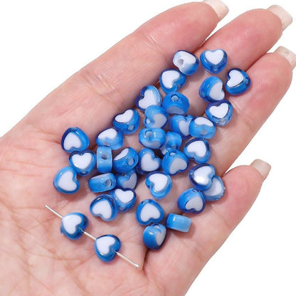 Makaron Heart Acrylic Beads 8x7mm Two Tone Translucent 60pcs 15