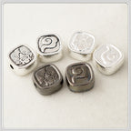 Square Metal Beads 10mm Kilam Auspicious Cloud Pattern 50pcs