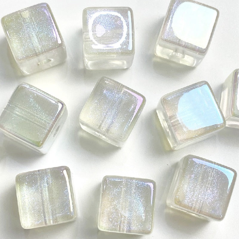 Colorful UV Finish Cube Acrylic Beads 14mm Pastel Glow 50pcs 5