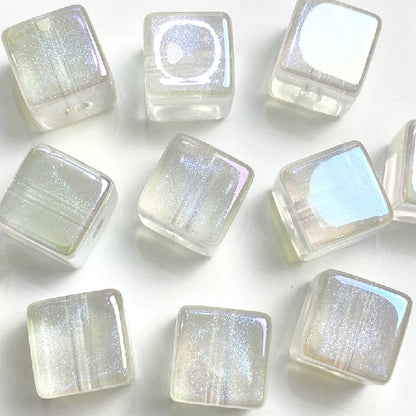 Colorful UV Finish Cube Acrylic Beads 14mm Pastel Glow 50pcs 5