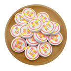 Silicone Focal Beads Mom Club Circle Badge Pink Ring Yellow Flowers 20pcs 2