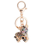 Alloy Diamond Inlaid Tiger Keychain Metal Colorful and Champagne Options 4