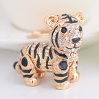 Alloy Diamond Inlaid Tiger Keychain Metal Colorful and Champagne Options 5