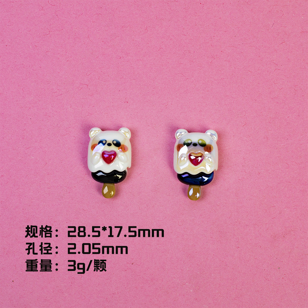 Adorable Animal Ice Cream Resin Beads Glossy Pastel Colors 10pcs 6