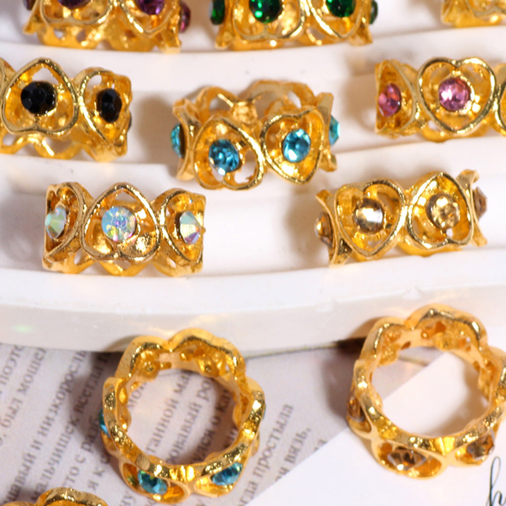 Vintage Micro Pave Zircon Heart Alloy Beads 16mm 10pcs 4