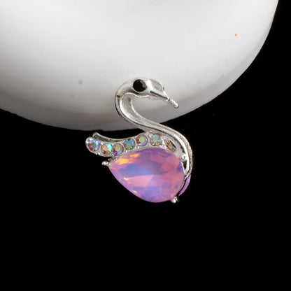 24mm Alloy Swan Crystal Rhinestone Beads 2pcs 13