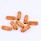 Oval Acrylic Beads Imitation Wood Pattern Orange Tribal 100pcs