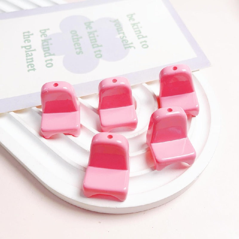 Small Chair Acrylic Beads 20x25mm Colorful Glossy 10pcs 14