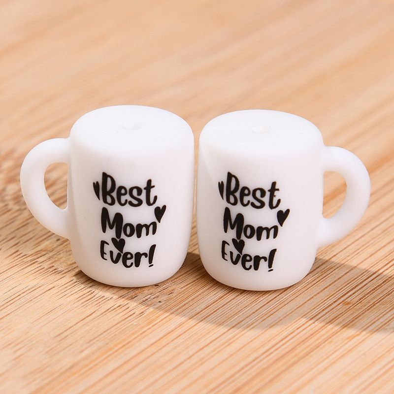 Silicone Focal Beads Printed Cup With Handle 20pcs 9