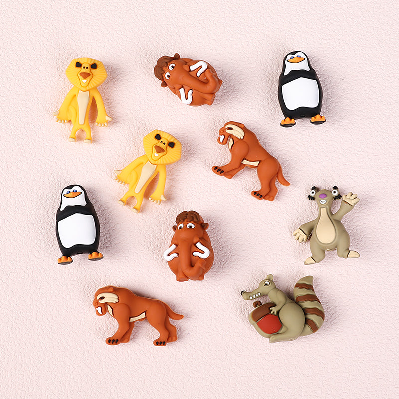 Silicone 3D Focal Beads Penguins Of Madagascar Animated Characters 20pcs 2