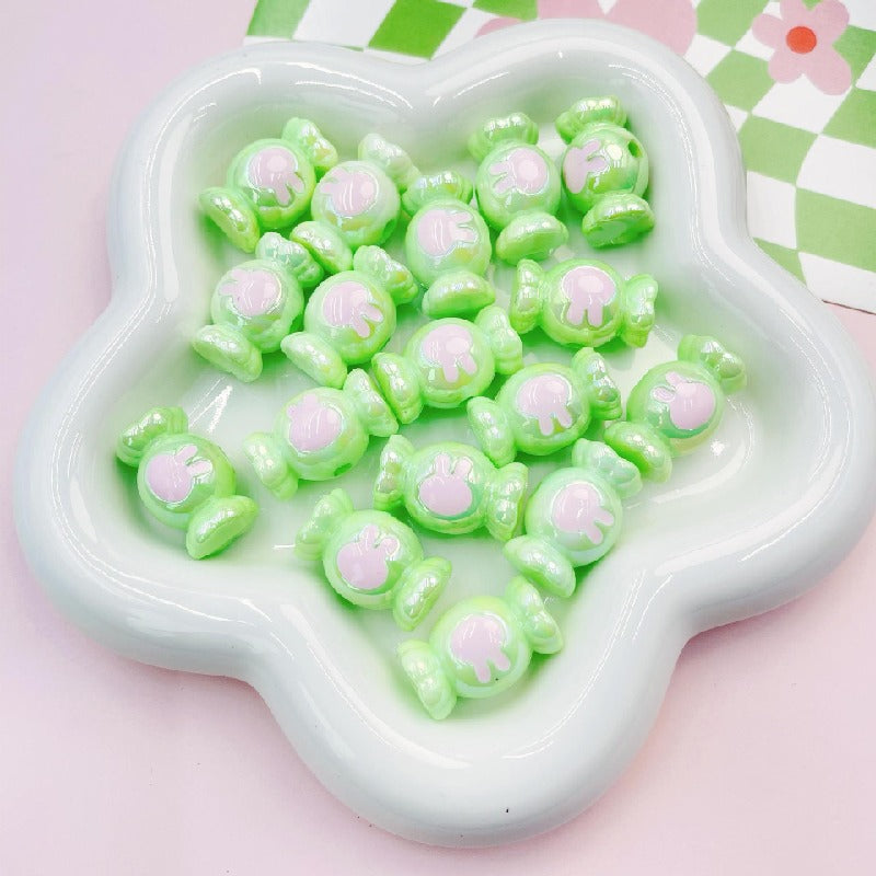 Candy Rabbit Acrylic Beads 15x25mm Pastel Pearl Finish 10pcs
