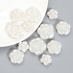 Pearl Imitation Camellia Acrylic Beads 10-18mm ABS Plastic 50pcs