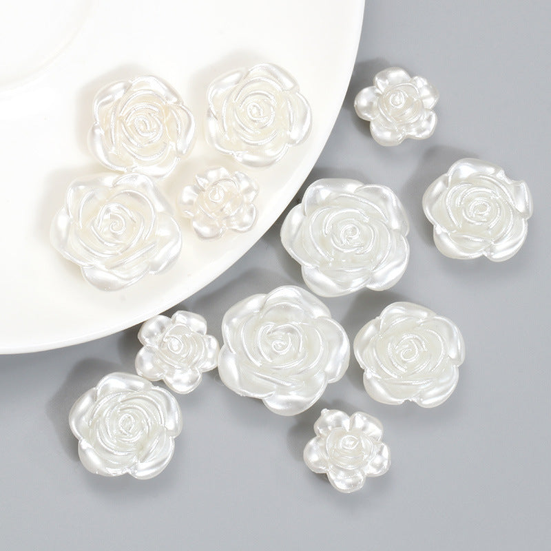 Pearl Imitation Camellia Acrylic Beads 10-18mm ABS Plastic 50pcs