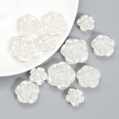 Pearl Imitation Camellia Acrylic Beads 10-18mm ABS Plastic 50pcs