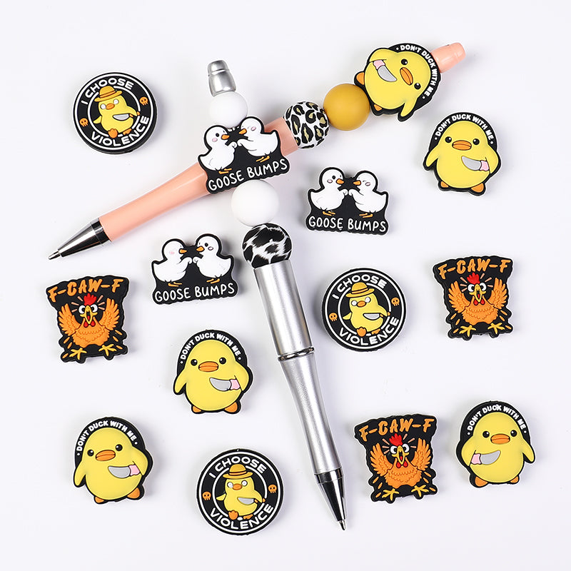 Cute Alphabet Chick Duck Silicone Focal Beads 20pcs 9