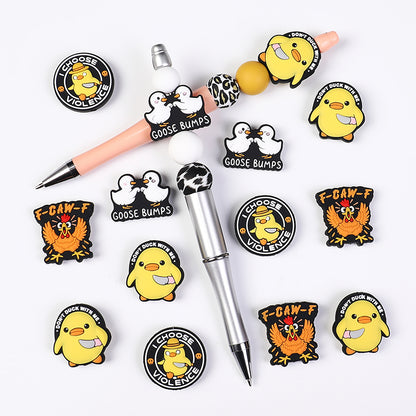 Cute Alphabet Chick Duck Silicone Focal Beads 20pcs 9