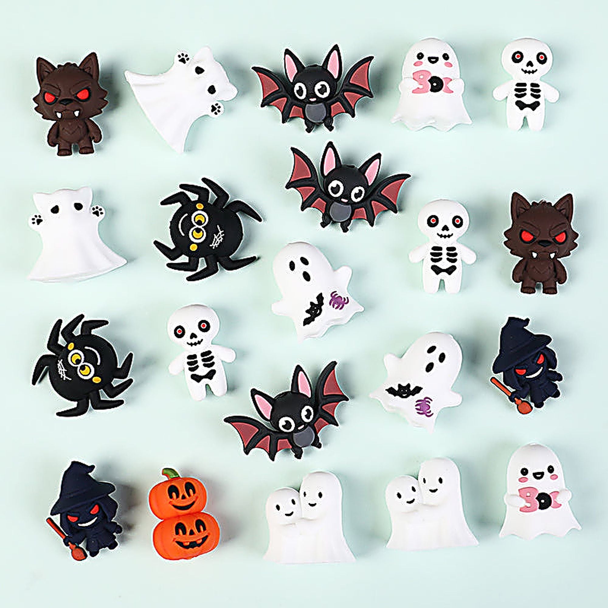 Silicone Halloween 3D Focal Beads Spooky Characters 20pcs