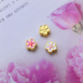 Flower Metal Beads 10mm Dual Color Peach Blossom Enamel Zinc Alloy 20pcs