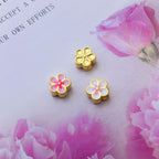 Flower Metal Beads 10mm Dual Color Peach Blossom Enamel Zinc Alloy 20pcs