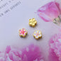 Flower Metal Beads 10mm Dual Color Peach Blossom Enamel Zinc Alloy 20pcs