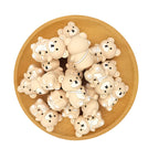Silicone 3D Focal Beads Khaki Milk Tea Bear Holding Milk Tea Cup 2