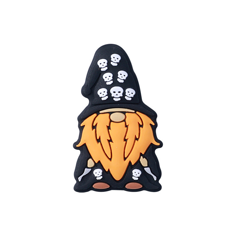 Silicone Focal Beads Halloween Skull Gnome Wearing Skull Hat 20Pcs