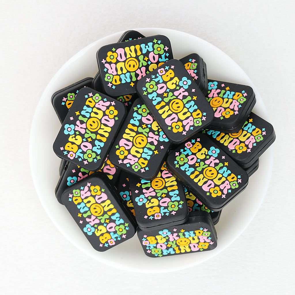 Be Kind To Your Mind Silicone Focal Beads Colorful 20 pcs