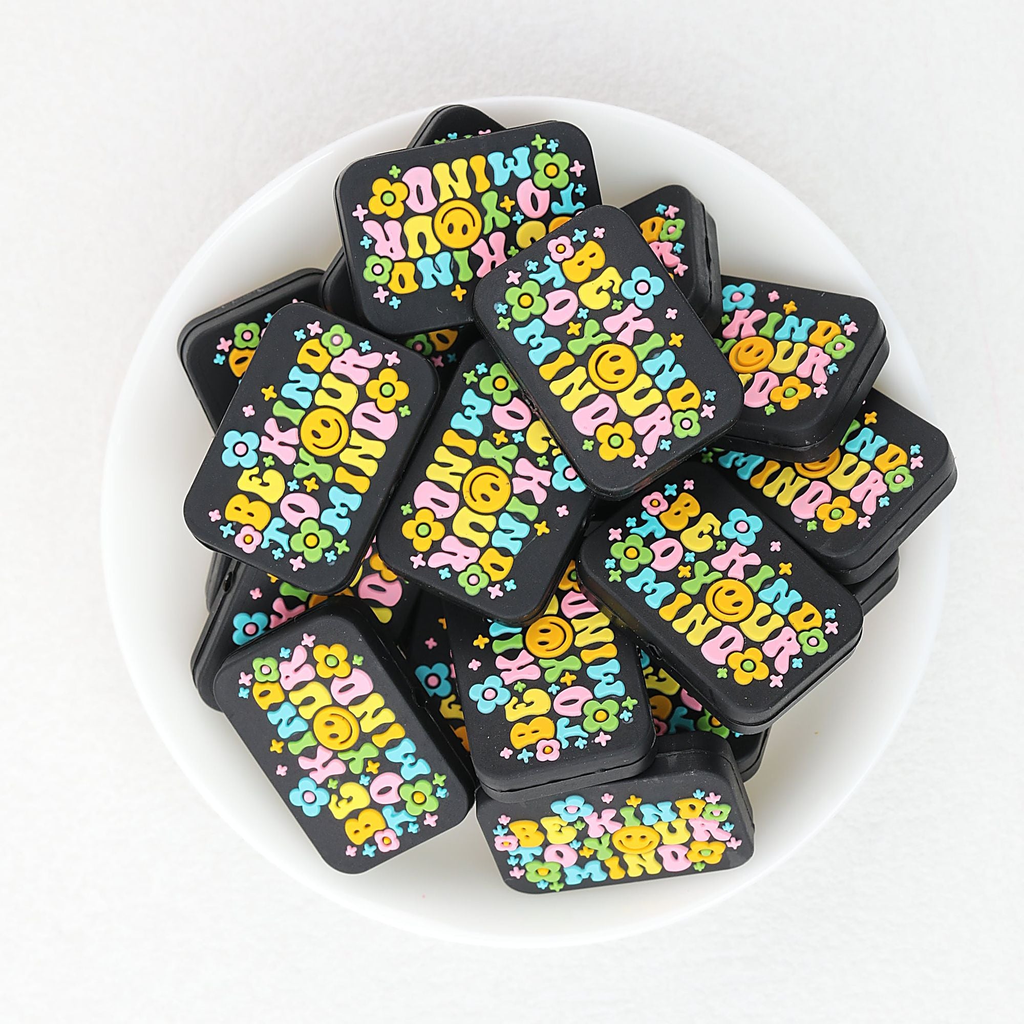 Be Kind To Your Mind Silicone Focal Beads Colorful 20 pcs
