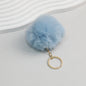 Pom Pom Keychain Plush Violet Faux Fur Ball Gold Ring 8cm