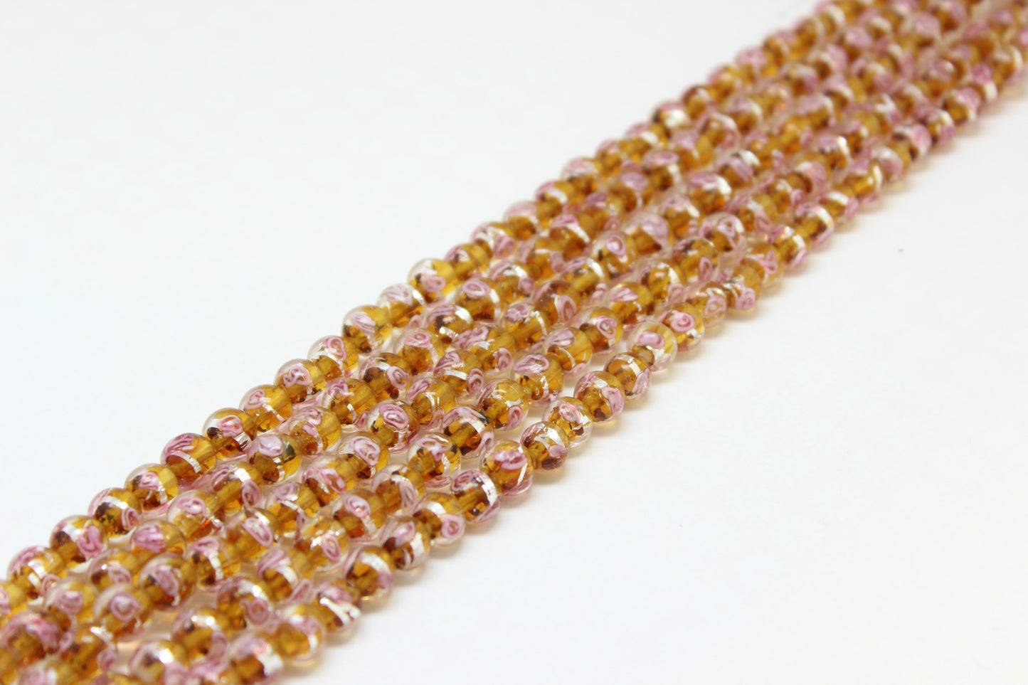 Japanese Spun Gold Rose Lampwork Glass Beads 10-14mm 20pcs 5
