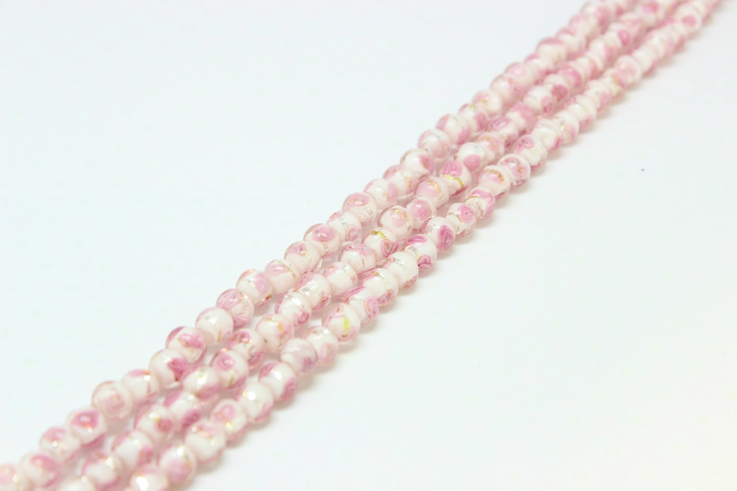 Japanese Spun Gold Rose Lampwork Glass Beads 10-14mm 20pcs 6