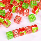 Watermelon Puppy Printed Acrylic Square Beads 14mm 10pcs