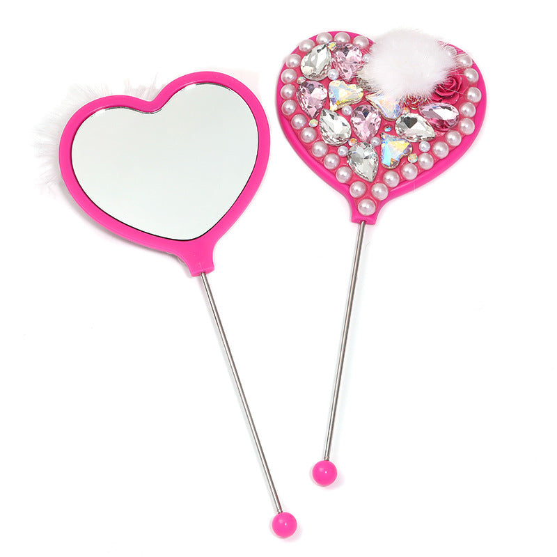 Beadable Heart Shape Handheld Makeup Mirror 28