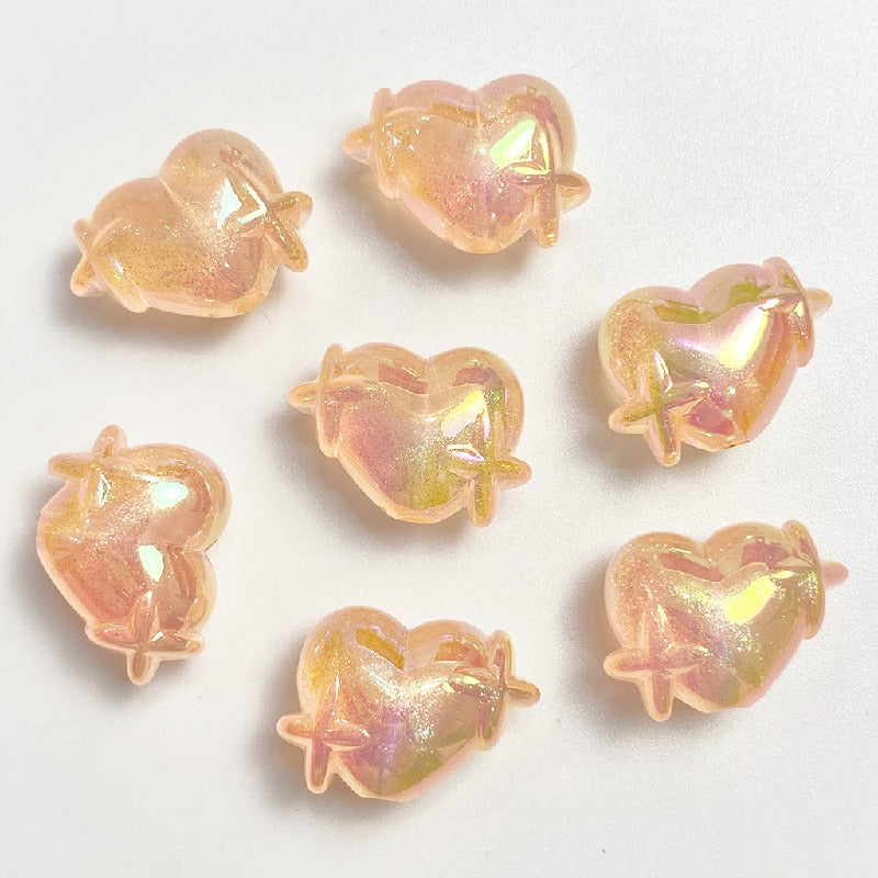 UV Finish Heart Star Acrylic Beads 14x20mm Glow In The Dark 50pcs 11