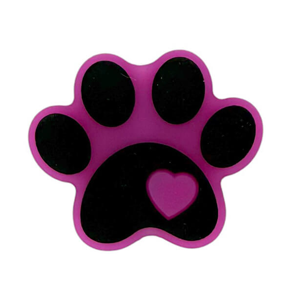 Silicone Focal Beads Paw Print Heart Accent Matte Finish 20pcs 6