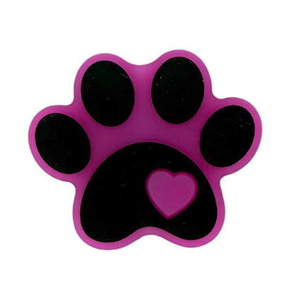 Silicone Focal Beads Paw Print Heart Accent Matte Finish 20pcs 6