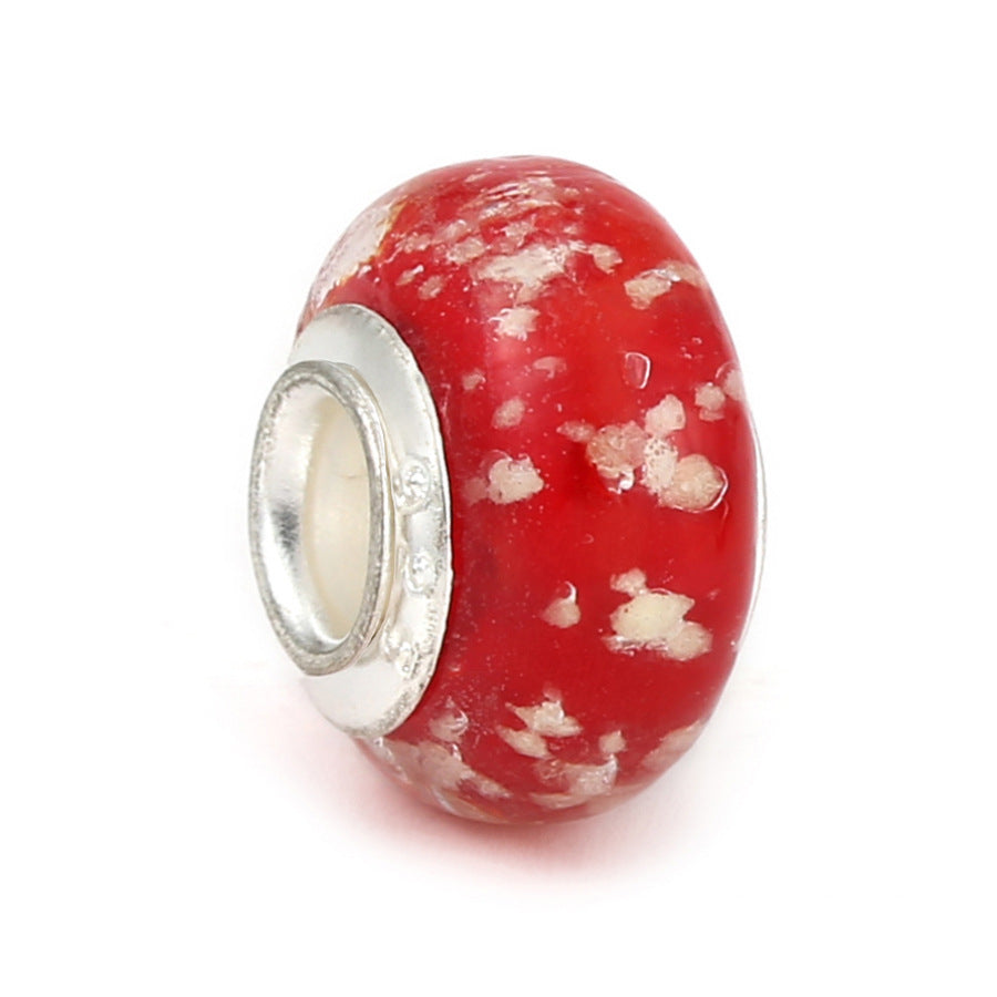 Glass Round Spacer Beads 15mm Glow In The Dark Glitter Powder 10pcs 6
