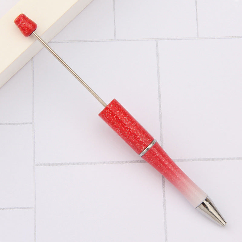 Beadable Plastic Pens Wholesale, Pearlescent Gradient Three-Color Transitions Ballpoint Ink, 11.5mm x 145mm