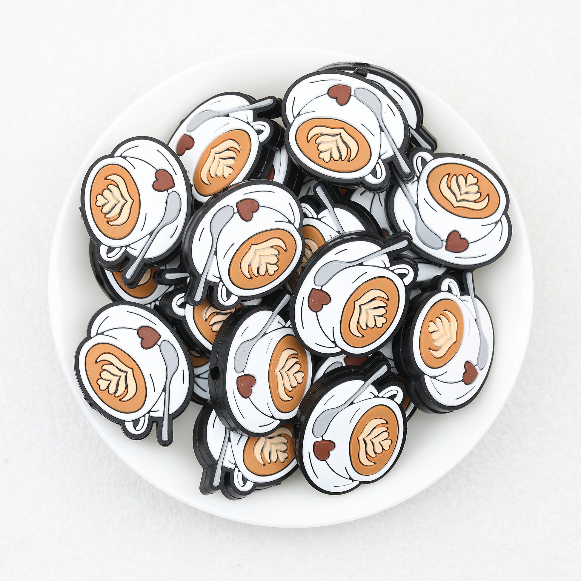 Silicone Heart Coffee Cup Focal Beads 20pcs 2