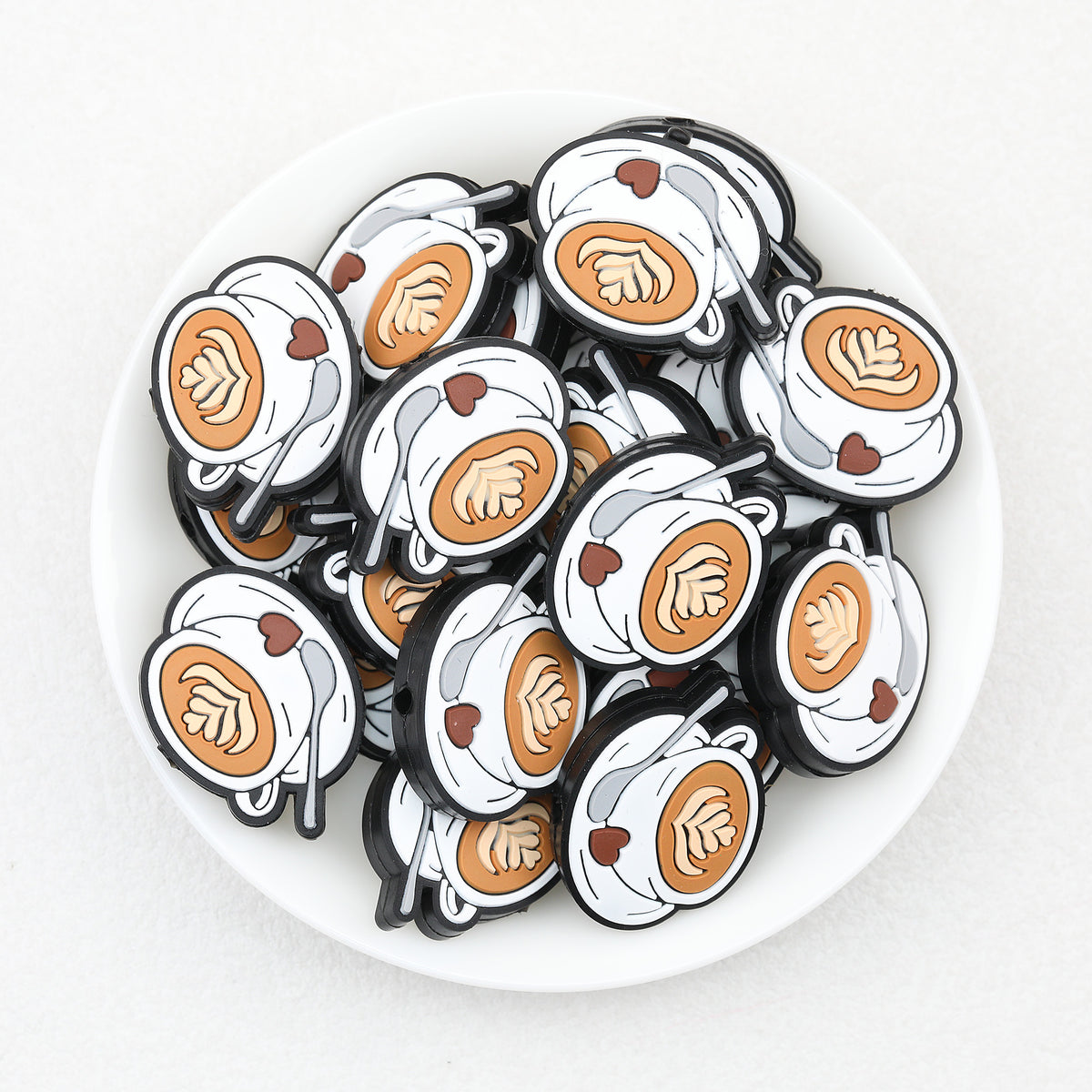 Silicone Heart Coffee Cup Focal Beads 20pcs 2