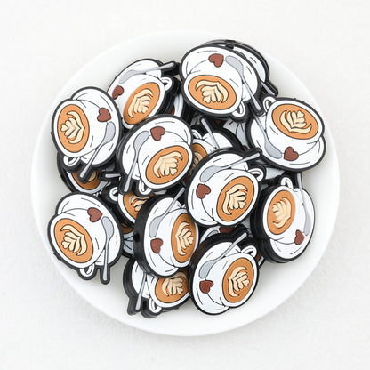 Silicone Heart Coffee Cup Focal Beads 20pcs 2