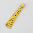 Silver PU Leather Tassel Keychain Metallic 9cm Length