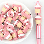 3D Pink Coffee Cup Silicone Focal Beads 20Pcs 