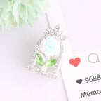 24mm Rose Frame Rhinestone Beads Alloy Decorative 3pcs 6