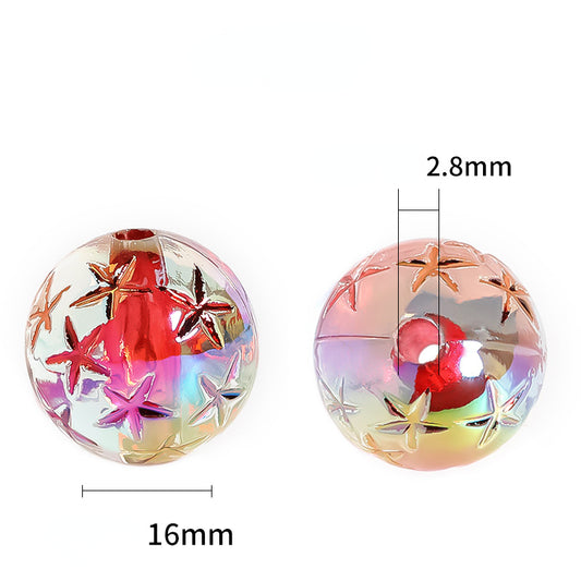 Five-Pointed Star Acrylic Beads 16mm Dyed Core Assorted Colors 30pcs 2