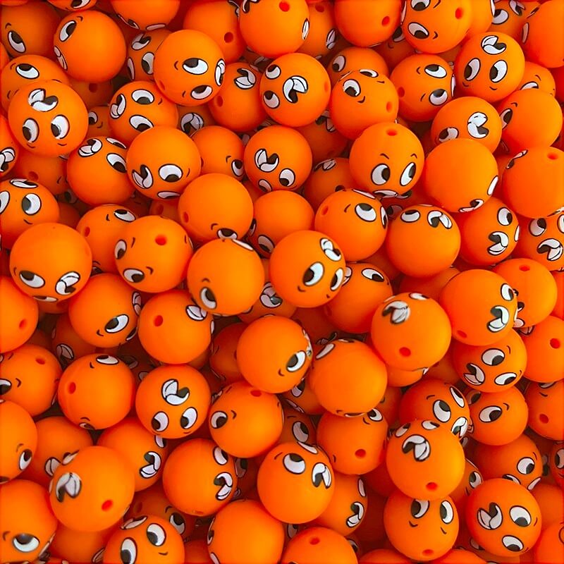 Easter 15mm Silicone Beads Yellow Red Color Egg Printed 50pcs 4