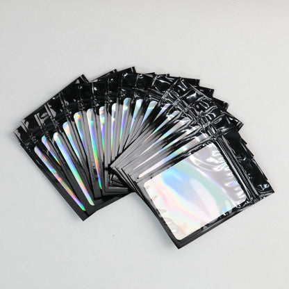 Zip Lock Bags 10.5x15cm Holographic PE Plastic Clear Window 50pcs