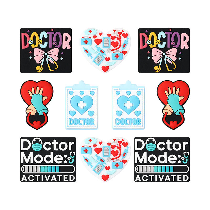 Silicone Focal Beads Doctor Medical Icons Bow Doctor 20pcs
